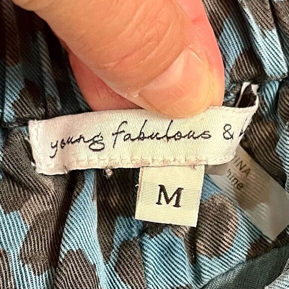 Young, Fabulous & Broke Blue Leopard Martino Joggers Pants Medium - Picture 3 of 9